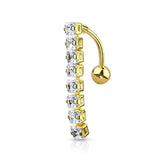 8 Square CZ Top Drop Style Navel Belly Button Ring
