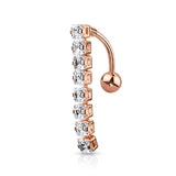 8 Square CZ Top Drop Style Navel Belly Button Ring