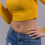 8 Square CZ Top Drop Style Navel Belly Button Ring