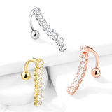 8 Square CZ Top Drop Style Navel Belly Button Ring