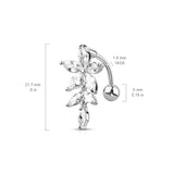 Marquise CZ Flower & CZ Vines Top Drop Style Navel Belly Button Ring