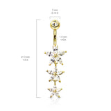 Triple Marquise CZ Flowers Dangle Belly Button Navel Rings
