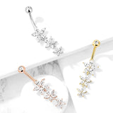 Triple Marquise CZ Flowers Dangle Belly Button Navel Rings