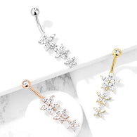 Triple Marquise CZ Flowers Dangle Belly Button Navel Rings