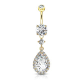 Large Marquise CZ Shape Dangle Navel Belly Button Ring