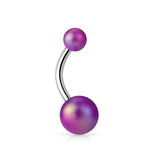 Matte finish Pearlish Ball 316L Surgical Steel Navel Belly Button Ring