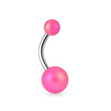 Matte finish Pearlish Ball 316L Surgical Steel Navel Belly Button Ring