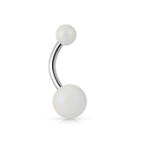 Matte finish Pearlish Ball 316L Surgical Steel Navel Belly Button Ring
