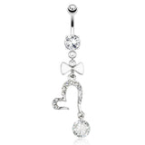 3 Pc Hot Seller 14K Gold And Surgical Steel CZ Heart Navel Belly Button Rings