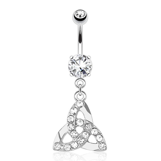 Celtic Knot CZ Dangle Surgical Steel Navel Belly Button Ring