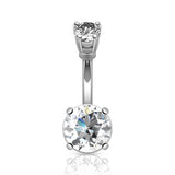 Round 9mm CZ Prong Set Belly Button Navel Rings