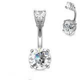 Round 9mm CZ Prong Set Belly Button Navel Rings