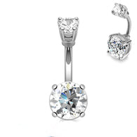 Round 9mm CZ Prong Set Belly Button Navel Rings