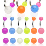 20 Pc Value Pack 6 Colors Of Glow In Dark Ball Navel Belly Button Rings