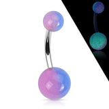 Stripe Color Glow In Dark Ball Navel Belly Button Rings