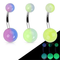Stripe Color Glow In Dark Ball Navel Belly Button Rings