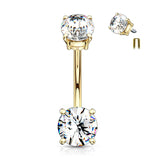 Internally Threaded Top CZ Surgical Steel Belly Button Navel Rings