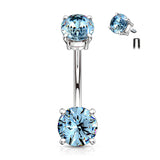 Internally Threaded Top CZ Surgical Steel Belly Button Navel Rings