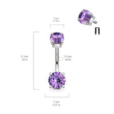 Internally Threaded Top CZ Surgical Steel Belly Button Navel Rings