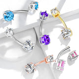 Internally Threaded Top CZ Surgical Steel Belly Button Navel Rings