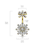 Double Tiered Baguette CZ Flower Internally Threaded Navel Belly Button Ring