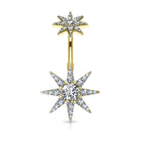 3 Pc Hot Seller 14K Gold And Surgical Steel CZ Navel Belly Button Rings