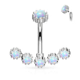 Opal Curved Line With Internal Threaded Opal Top Belly Button Navel Rings