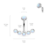 Opal Curved Line With Internal Threaded Opal Top Belly Button Navel Rings