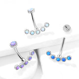 Opal Curved Line With Internal Threaded Opal Top Belly Button Navel Rings