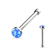 Synthetic Opal Set Flat Top 316L Surgical Steel Nose Studs