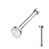 Synthetic Opal Set Flat Top 316L Surgical Steel Nose Studs