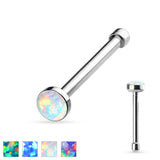 Synthetic Opal Set Flat Top 316L Surgical Steel Nose Studs