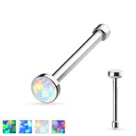 Synthetic Opal Set Flat Top 316L Surgical Steel Nose Studs
