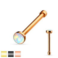 White Synthetic Opal Set Flat Top 316L Surgical Steel Nose Studs