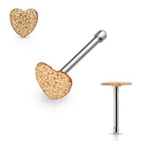 Sparkling Sand Blast Heart Surgical Steel Nose Bone Stud Rings