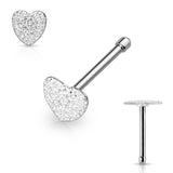 Sparkling Sand Blast Heart Surgical Steel Nose Bone Stud Rings