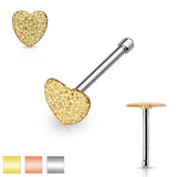 Sparkling Sand Blast Heart Surgical Steel Nose Bone Stud Rings