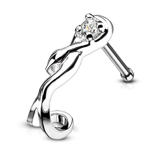 Snake Wrapped Around CZ 316L Surgical Steel Nose Bone Stud Rings