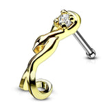 Snake Wrapped Around CZ 316L Surgical Steel Nose Bone Stud Rings