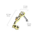 Snake Wrapped Around CZ 316L Surgical Steel Nose Bone Stud Rings