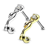 Snake Wrapped Around CZ 316L Surgical Steel Nose Bone Stud Rings
