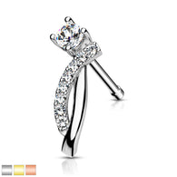 Round CZ Crawling Lined CZ 316L Surgical Steel Nose Stud Rings