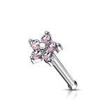 5 CZ Flower Top Surgical Steel Nose Bone Stud Rings