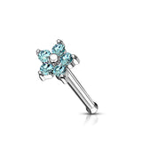 5 CZ Flower Top Surgical Steel Nose Bone Stud Rings