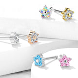 5 CZ Flower Top Surgical Steel Nose Bone Stud Rings