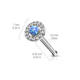 Prong Set Opal Center With CZ Paved Top 316L Surgical Steel Nose Studs Rings