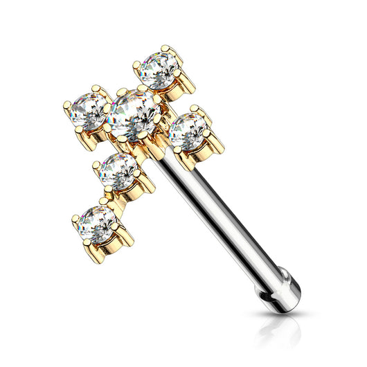 CZ Cross 316L Surgical Steel Nose Stud Rings