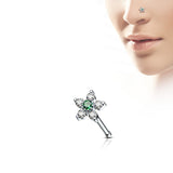 Flower CZ Top Surgical Steel Nose Bone Stud Ring