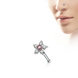 Flower CZ Top Surgical Steel Nose Bone Stud Ring