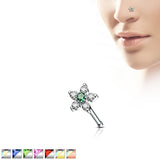 Flower CZ Top Surgical Steel Nose Bone Stud Ring
